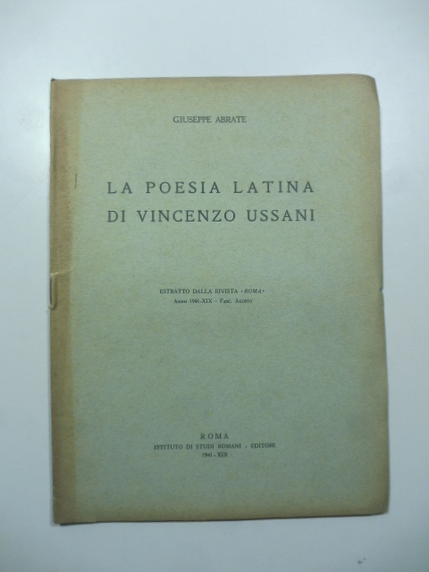 La poesia latina di Vincenzo Ussani